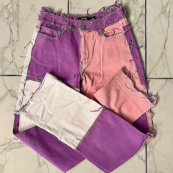 Jaded London Pastel Patchwork Boyfriend Fit Jeans - Picture 15 of 16